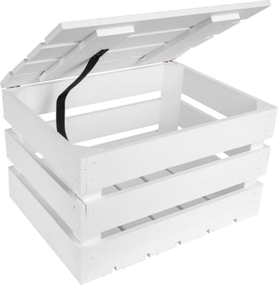 Creative Deco | Houten kist met deksel Wit | 40 x 30 x 22 cm | Houten krat met deksel | Houten kratten, perfect voor kunstenaars in hun atelier | Fruitkisten van hout met deksel: praktisch en decoratief voor elke ruimte
