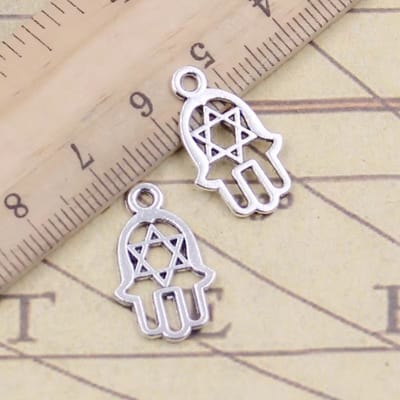 Ketting met hanger Hamsa Palm Hand met Davidster verzilverd