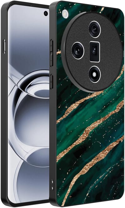 Smartphonica Telefoonhoesje Geschikt voor Oppo Find X7 met marmer opdruk - TPU backcover case marble design - Groen Goud geschikt voor Oppo Find X7