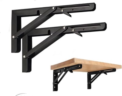 Opvouwbare Plankbeugels - Wandsteunen Plank - Ruimte Besparen - Zwaar Belastbaar Staal - 2 stuks 6 inch - Zwart