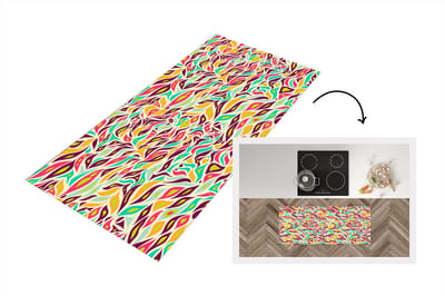 Keukenloper 120x50 cm - Keukenmat vinyl Bladeren - Lijn - Patronen - Keukenmatten loper - Keuken vloerkleed tapijt