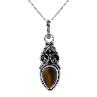 WeLoveSilver - zilveren ketting dames - tiger eye hanger - 925 zilver