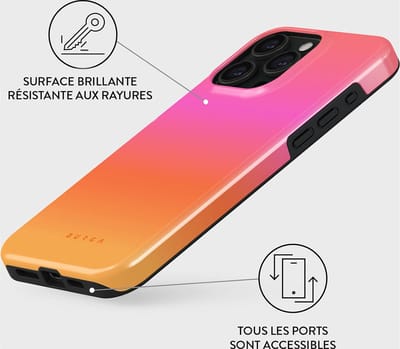 Burga, Hoesje Geschikt voor Apple iPhone 15 Pro MagSafe Taai Schokbestendig Sunset Club-model, Meerkleurig