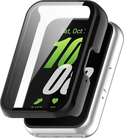 Strap-it hard case hoesje met glazen screen protector geschikt voor Samsung Galaxy Fit 3 (zwart) – stevige beschermcase met krasbestendig glas – optimale bescherming voor je activity tracker