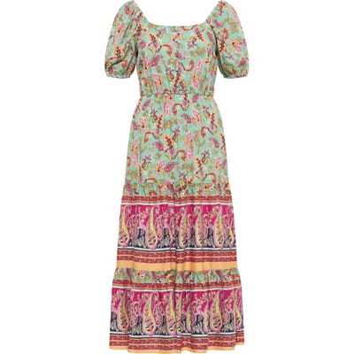 usha FESTIVAL paisley print midi jurk carnea