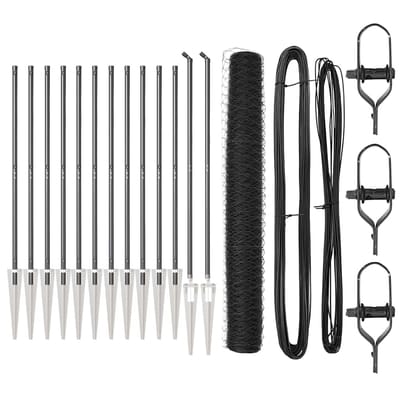 vidaXL - zeshoekig - gaasgek - met - palen - 25 - x - 1,4 - m - PVC-Coated - Staal - Grijs