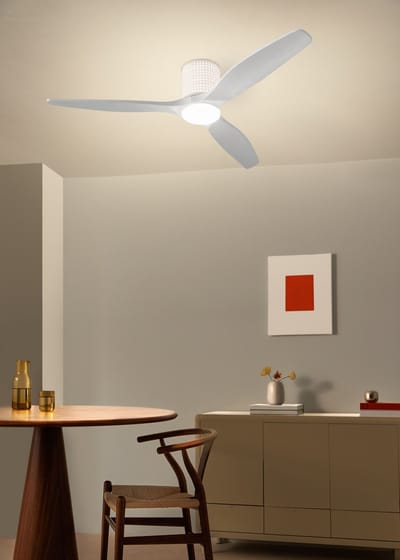 CREATE - Plafondventilator stil 40W (Ø132cm) - Sfeer- en hoofdverlichting LED - Afstandsbediening - 6 snelheden - Programmeerbaar - WIND CALM CUSTOM RATTAN