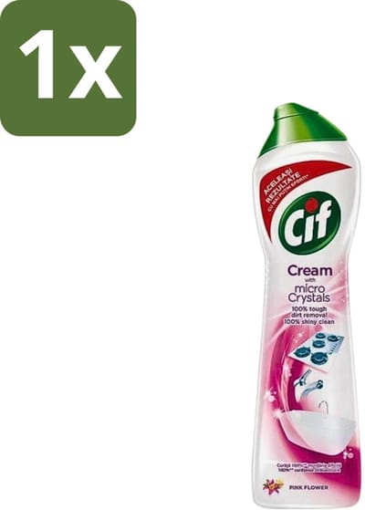 1 x Cif - Badkamer & Keuken - Schuurmiddel - Cream Pink Flower - 500ml - Schuurmiddel Badkamer - Schuurmiddel Keuken - Schuurmiddel - Reinigen - Reinigingsmiddel
