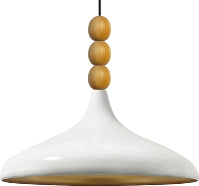 Bamyum Hanglamp Champion Metaal Wit E27 Lamp Ø35 cm Vintage Eettafel Lamp, Lampenkap Hanglamp
