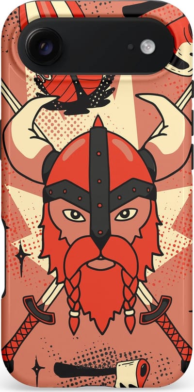 Casetastic hoesje geschikt voor Apple iPhone Air - MagSafe - Dubbellaagse bescherming - Gehoornde Strijder - Fashion Case - Koraal Terracotta Taupe Donkergrijs