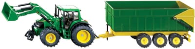 SIKU 1843, John Deere met Voorlader en Aanhangwagen, schaal 1:87, metaal/kunststof