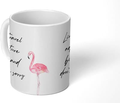 Mok - Koffiemok - Live, travel, adventure, bless and don't be sorry - Quotes - Spreuken - Reizen - Mokken - 350 ML - Beker - Koffiemokken - Theemok - Mok met tekst