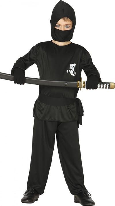 Fiestas Guirca - Black Ninja child 7-9 jaar - Carnavalskleding - Carnaval - carnavalskleding 2027 - Carnaval kostuum