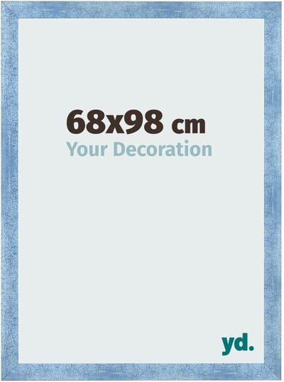 Your Decoration - Fotolijst 68x98 cm - MDF - Helder Blauw Geveegd - Pisa
