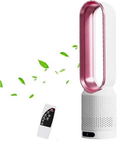 Luchtreiniger Torenventilator - Ventilator zonder bladen - Frisse Lucht Creëren - 2-in-1 Functie - 58 cm - Wit Roze