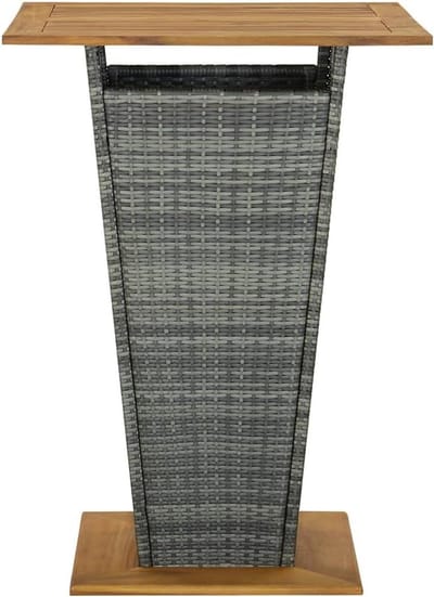 Statafel Polyrotan - Bartafel Buiten - Buiten Genieten - Acaciahouten Blad - 80x80x110 cm - Grijs