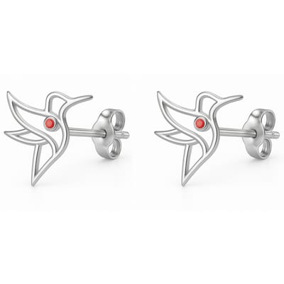 Zilveren Kolibrie Oorstekers - Zilver Oorbellen Kolibrie - Silver Hummingbird Earrings - Silver 925 - Amona Jewelry