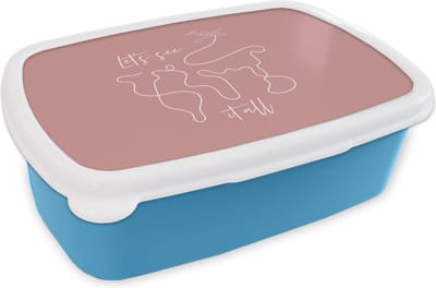 Broodtrommel Blauw - Lunchbox - Brooddoos - Spreuken - Quotes - Let's see it all - Vliegtuig - 18x12x6 cm - Kinderen - Jongen