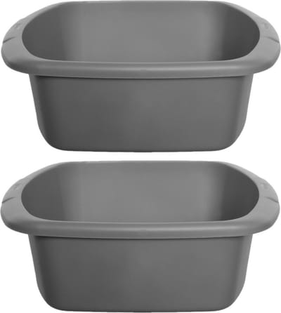 Whitefurze Afwasteil/afwasbak - 2 st - 9 liter - grijs - 38 x 32 x 13 cm