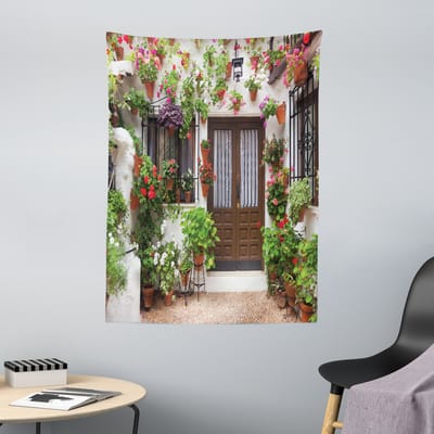 ABAKUHAUS Country Tapestry, boeketpotten gemaakt van zachte microvezelstof die wasbaar zijn zonder te vervagen Digitale print, 110 x 150 cm, meerkleurig