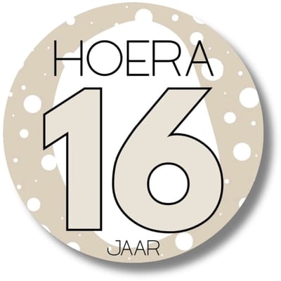 Sticker Hoera 16 jaar | Verjaardag stickervel sweet sixteen | Set van 20 stuks