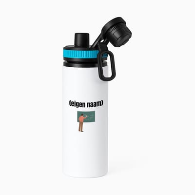 Hacebo® - docent met krijtbord met eigen naam waterfles met draaidop blauw - Docent - meesters of juffen - collega's - verjaardag - afscheidscadeau - geschenk - kado - water fles - 850ML