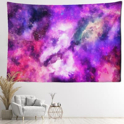 Tapisserie Ciel Étoilé Violet Suspendue au Mur Univers Mystérieux Hippie Tapiz Chambre Esthétique Pièce Décoration Intérieure 95x70CM purple