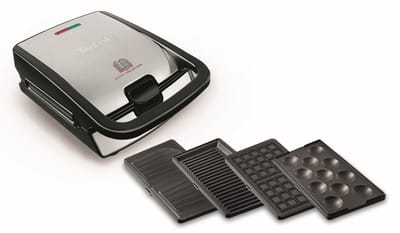 Tefal Snack Collection SW854D - Contactgrill & Tosti-ijzer - 4 verschillende Platen voor tosti's, wafels, panini's en poffertjes- RVS - Anti-aanbaklaag