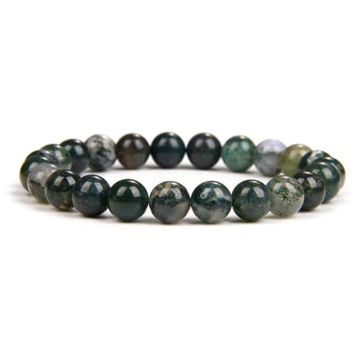 Bixorp Gems Mos Agaat Edelsteen Armband 8mm - Edelstenen Kralenarmband - Spiritueel Cadeau - 18cm