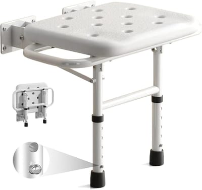 Douchestoel - Badkruk wandmontage - Veilig douchen - Inklapbaar ruimtebesparend - Tot 280 kg - Wit