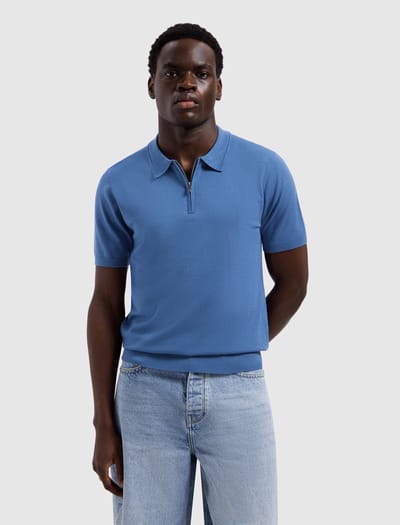 Pure Path Knitted Half-Zip Polo Faded Cobalt (26010810 - 12)