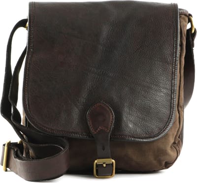 CAMPOMAGGI Leren Schoudertas Mercurio Crossbody Bag V.Militare + T / Moro Bruine