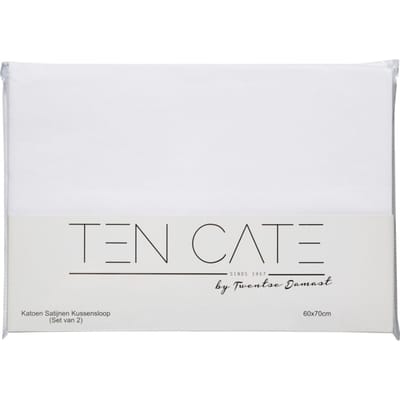 Ten Cate Katoensatijnen Kussensloop 60 x 70 - Satijnen Kussenhoes - (2 stuks) - Kussensloop satijn - 60x70 cm - Wit