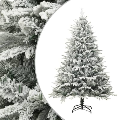 vidaXL - Kunstkerstboom - met - sneeuwvlokken - 150 - cm - PVC - en - PE - groen
