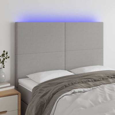vidaXL - Hoofdbord - LED - 144x5x118/128 - cm - stof - lichtgrijs