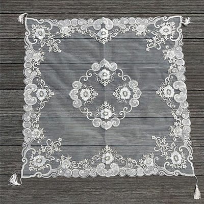 Europees Gouddraad Borduurwerk Handgemaakte Hanger Middenbloem Vierkant Tafelkleed Slaapkamer Balkon Kleine Ronde Tafelkleed 85x85cm