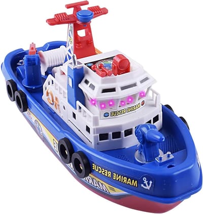 Kinder Brandweerboot - Watersproeiend Speelgoed - Badtijd Vermaak - Licht en Muziek - 26 x 10 x 14 cm - Rood