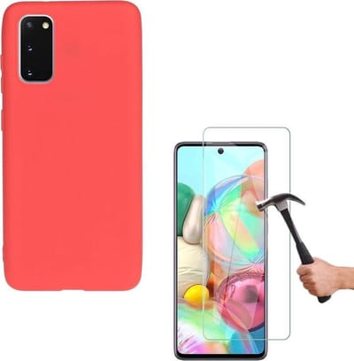 Solid hoesje Geschikt voor: Samsung Galaxy S10 Lite 2020 Soft Touch Liquid Silicone Flexible TPU Rubber - Rood + 1X Screenprotector Tempered Glass