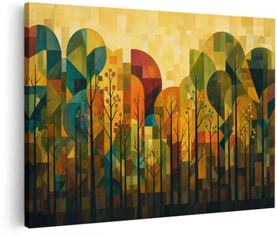 Artaza Canvas Schilderij Abstract Boslandschap - Kleurrijk En Modern - 120x80 cm - Groot - Wanddecoratie Woonkamer - Schilderijen - Muurdecoratie