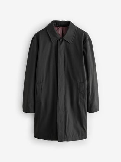 Next - Heren - Gewatteerde regenbestendige trenchcoat - Zwart