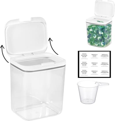 Opslagbox voor Waspoeder en Waxkorrels, Herbruikbare Luchtdichte Container, 5.5L, Transparant en Wit, Ideaal voor Rijst en Meel