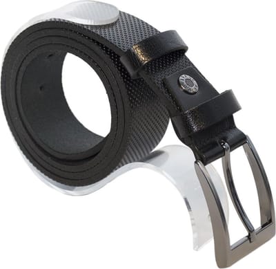 Riem Van Zwart Leer Met Een print - Echt Lederen Riem Zwart 3.5 cm Breed - 110 cm (Taillemaat 90 cm)