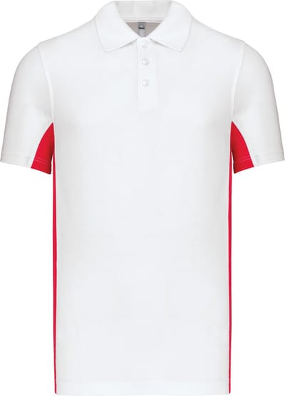 Heren 'Two-Tone' Polo Kariban Collectie maat S Wit/Rood