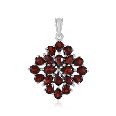 Cavill - Luxe Hanger 925 Sterling Zilver Platina Coating - Mozambique Granaat 4.10 ct - Druppel & Marquise Geslepen Edelsteen - Elegant Sieraad