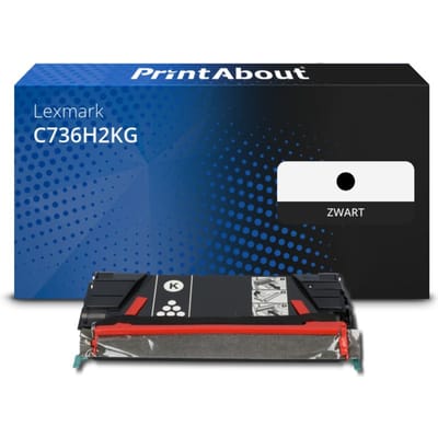 PrintAbout huismerk Toner C736H2KG Zwart Hoge capaciteit Geschikt voor Lexmark