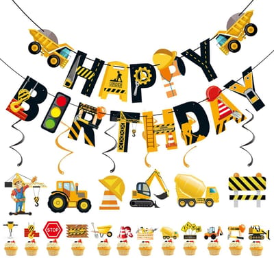 Dailygoods- Decoratieset Verjaardag - Feestdecoratie - Happy Birthday Slinger - Taartdecoratie - Hangdecoratie - Karton
