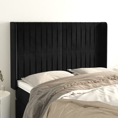 vidaXL - Hoofdbord - met - randen - 147x16x118/128 - cm - fluweel - zwart