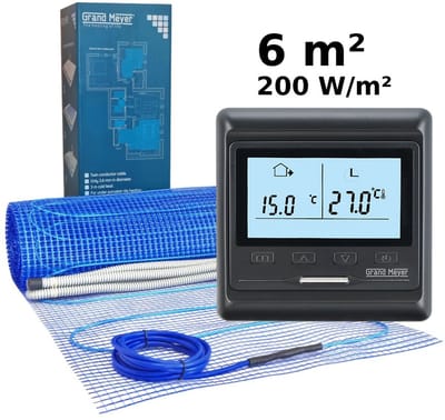 Elektrische vloerverwarmingsset 6 m², 200 W/m² + HW800 programmeerbare thermostaat