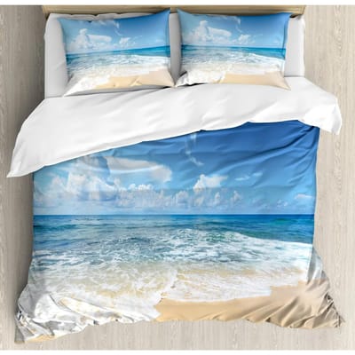 Dekbedovertrek Zee Golf King/Queen Maat 3D Blauwe Oceaan Spray Golven Beddengoedset voor Kinderen Tieners, Azuur Zeewater Zacht Dekbedovertrek 70x133cm