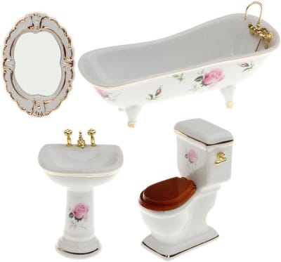 Poppenhuis Badkamer Set - Miniatuur Meubels - Huis Decoratie - Gedetailleerde Afwerking - 1:12 Schaal - Stijl3